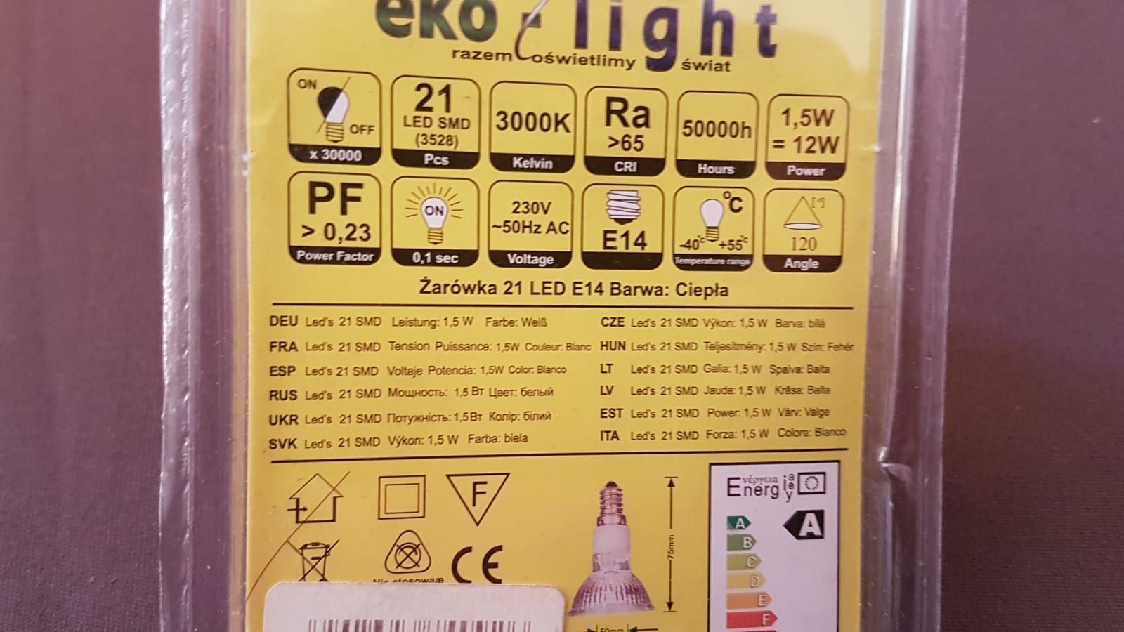 Żarówka Led E14 1,5W barwa ciepła