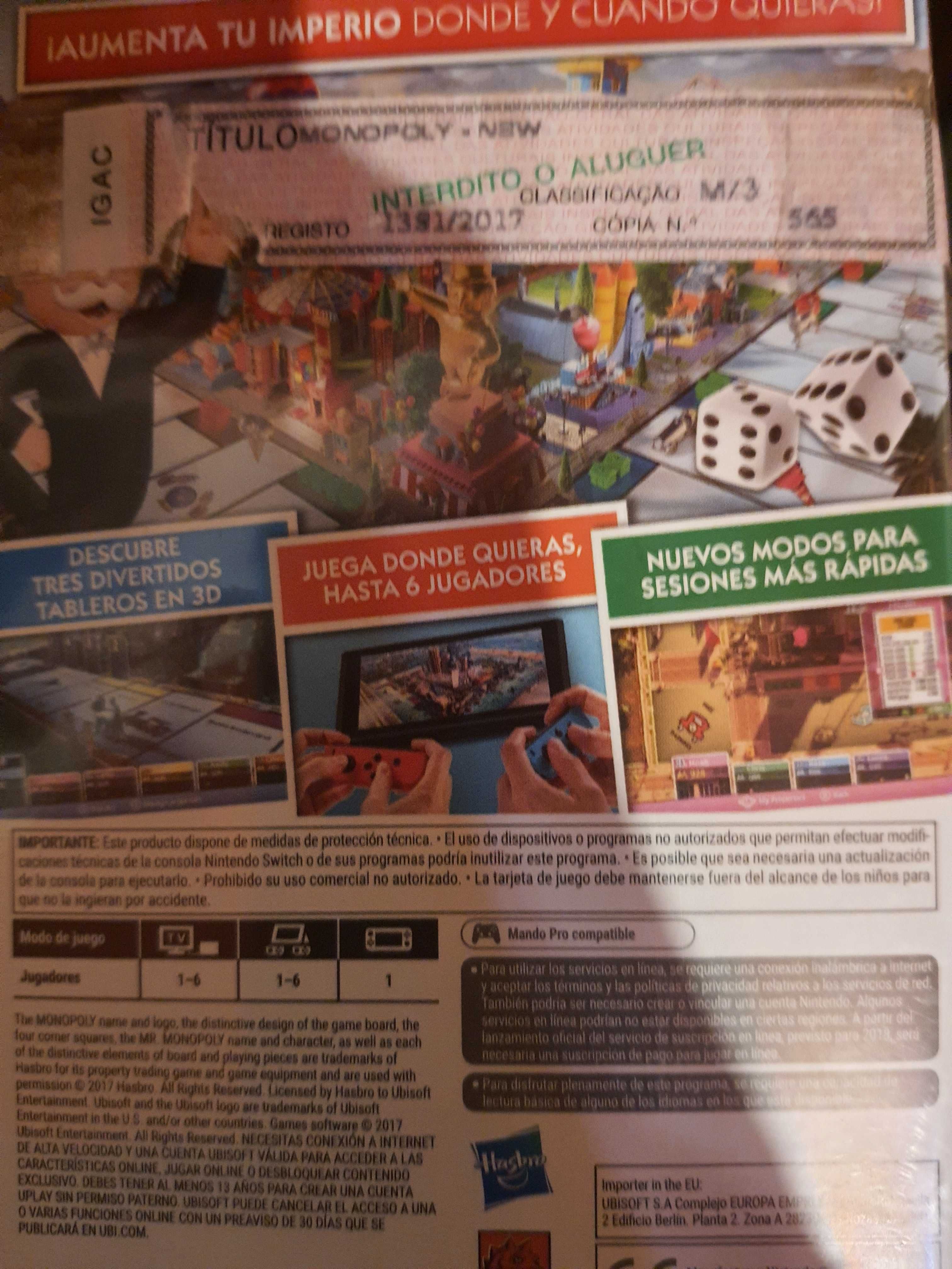 Monopoly jogo nintendo switch