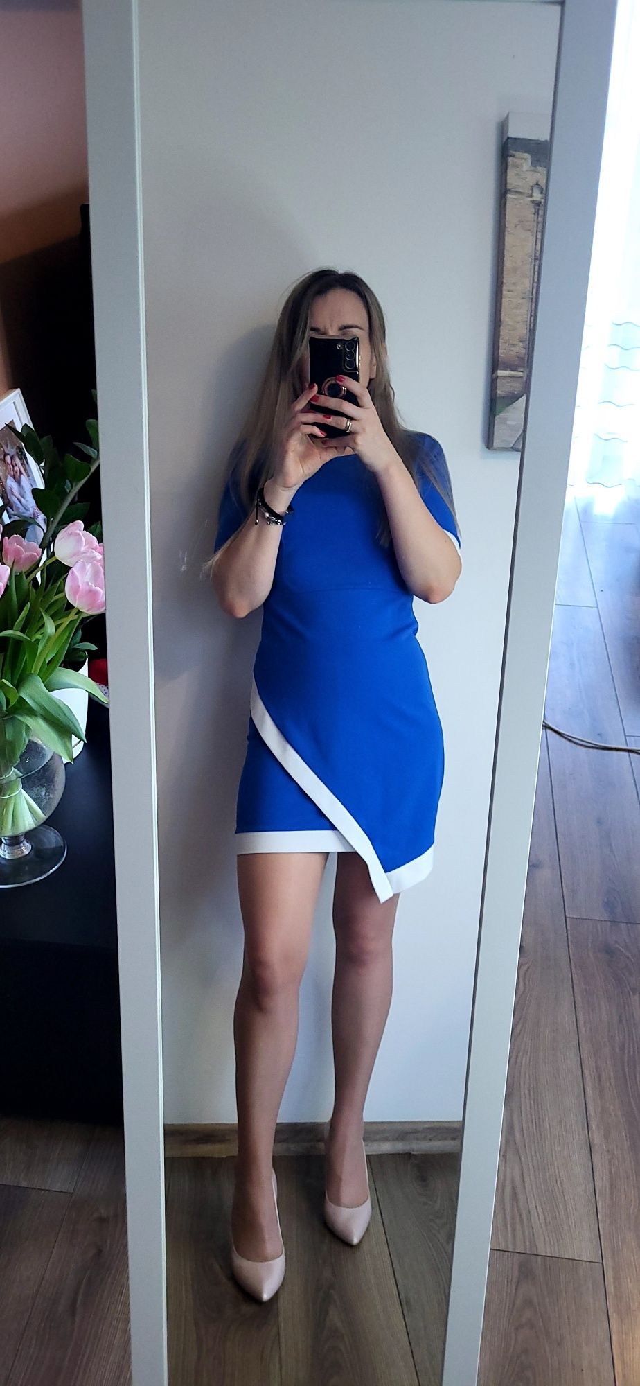 Niebieska sukienka mini, rozmiar s