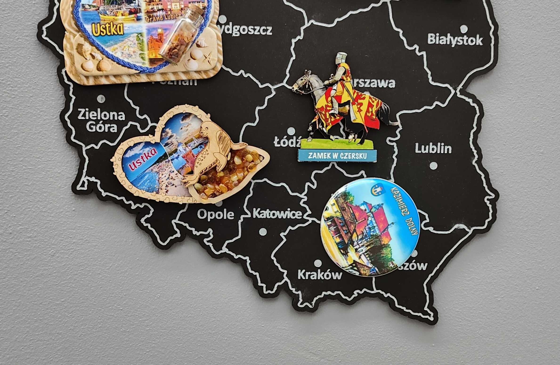 Magnetyczna mapa Polski na magnesy z podróży różne rozmiary, grawer