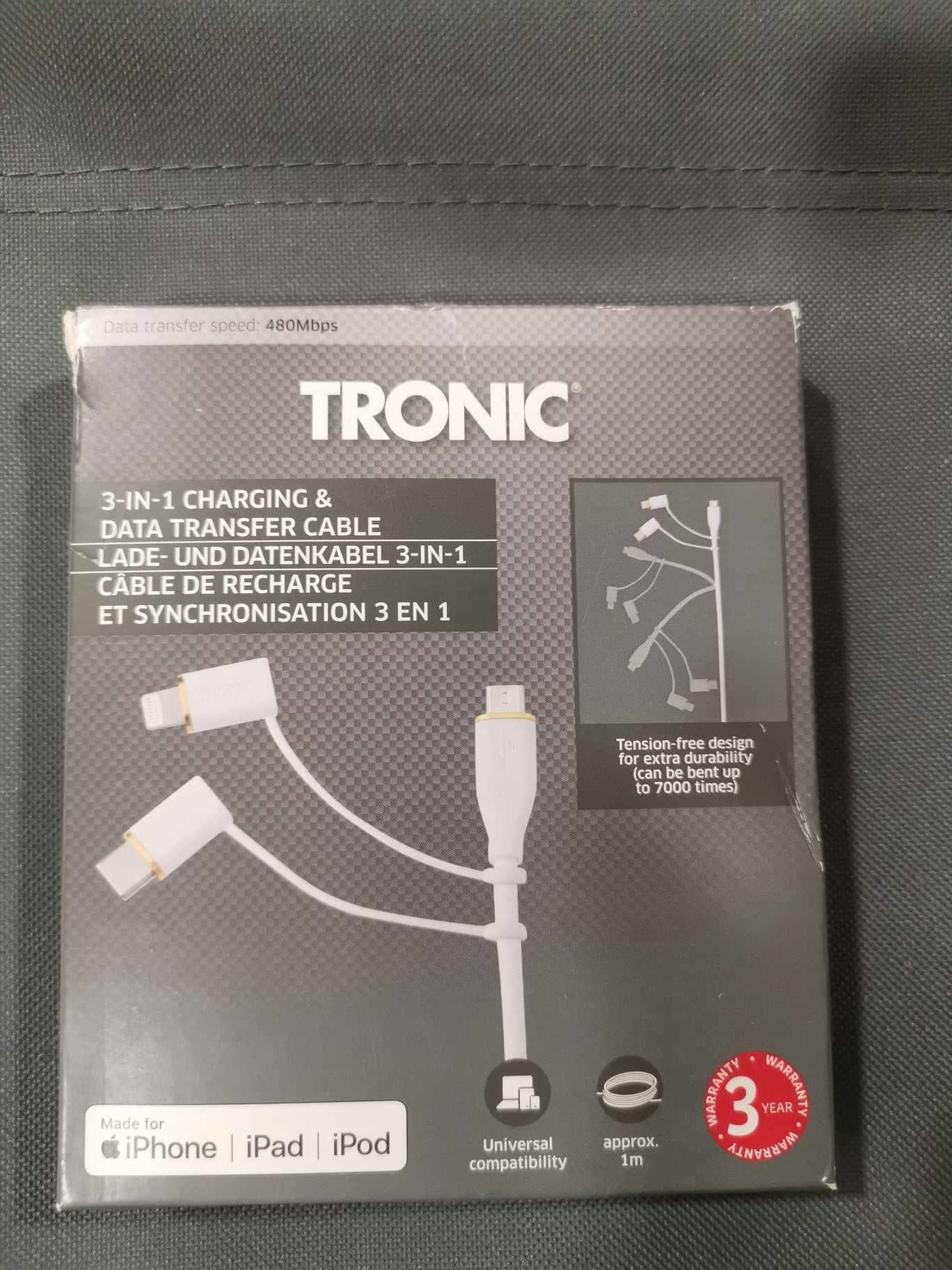 TRONIC Kabel do ładowania transmisji danych 3 w 1 kabel USB