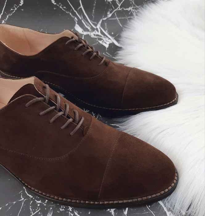 Мужские замшевые туфли, кожа