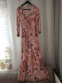 Nowa sukienka elegancka wizytowa długa maxi różowa, 36 S