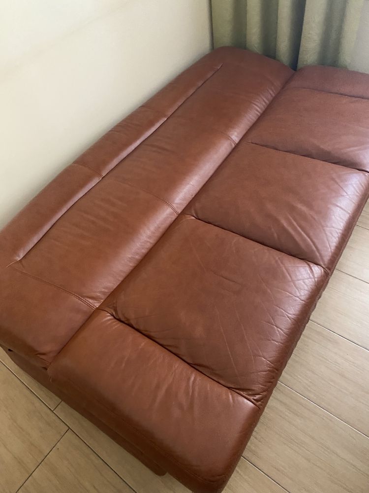 Sofa + fotele Komplet wypoczynkowy, skóra naturalna, bardzo dobry stan