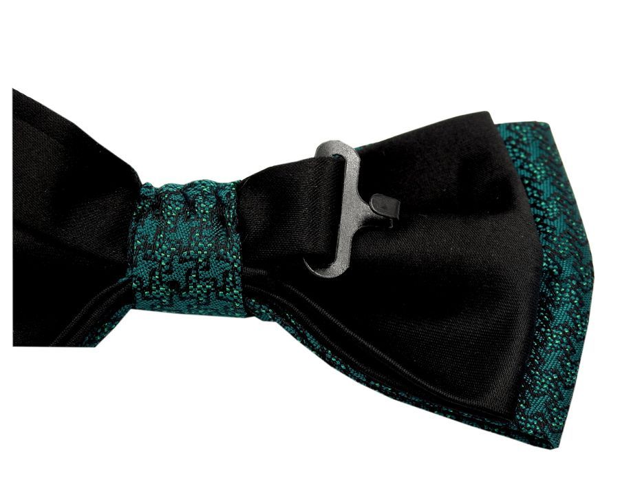 Mucha Męska Krawat Poszetka Spinki Elegancki Zestaw Butelkowa Zieleń