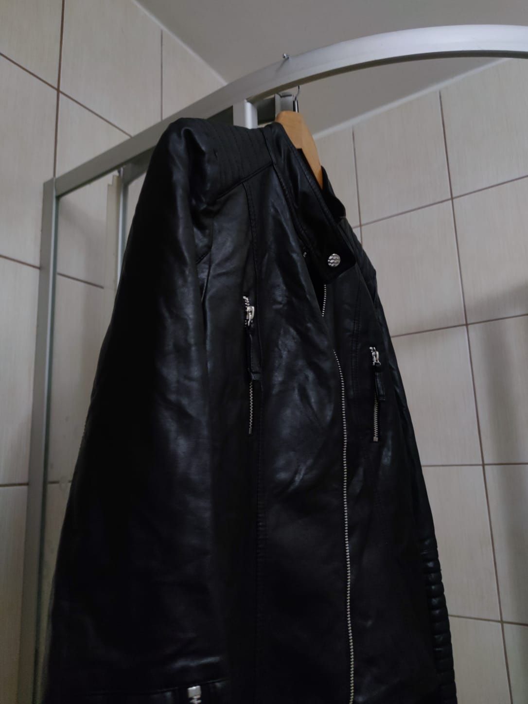 Ramoneska damska czarna L esmara motocyklowa kurtka ekologicznie skórz