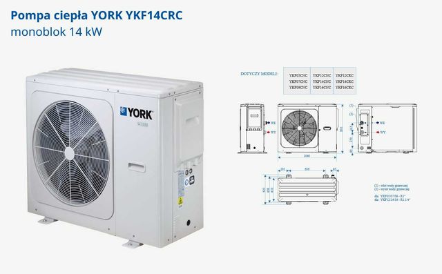 Pompa ciepła YORK YKF14CRC 14kW R32 Seria "C" (23%, brutto)