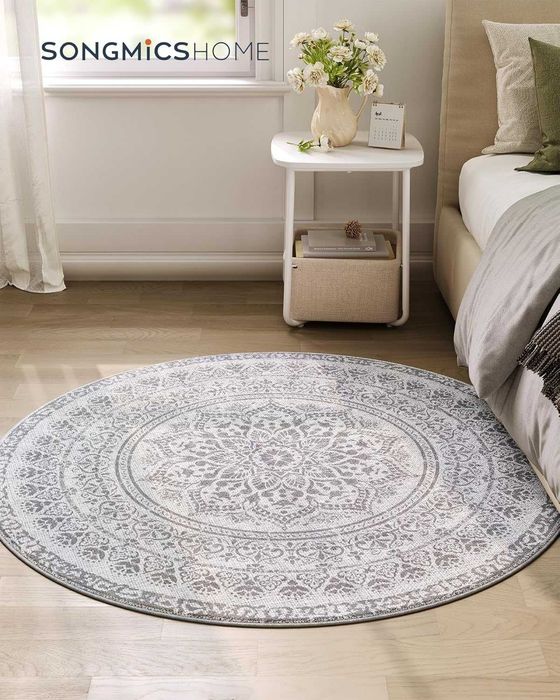 Dywanik okrągły – antypoślizgowy, puszysty dekorator sypialni - 120cm