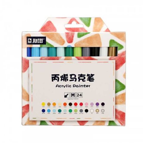 Набор акриловых маркеров STA для рисования на разных пов. 24 цвета