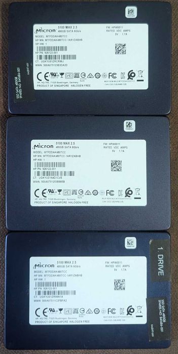 МІСRON 5100MAX 480gb Enterprise  3 шт. Стан нового !!!