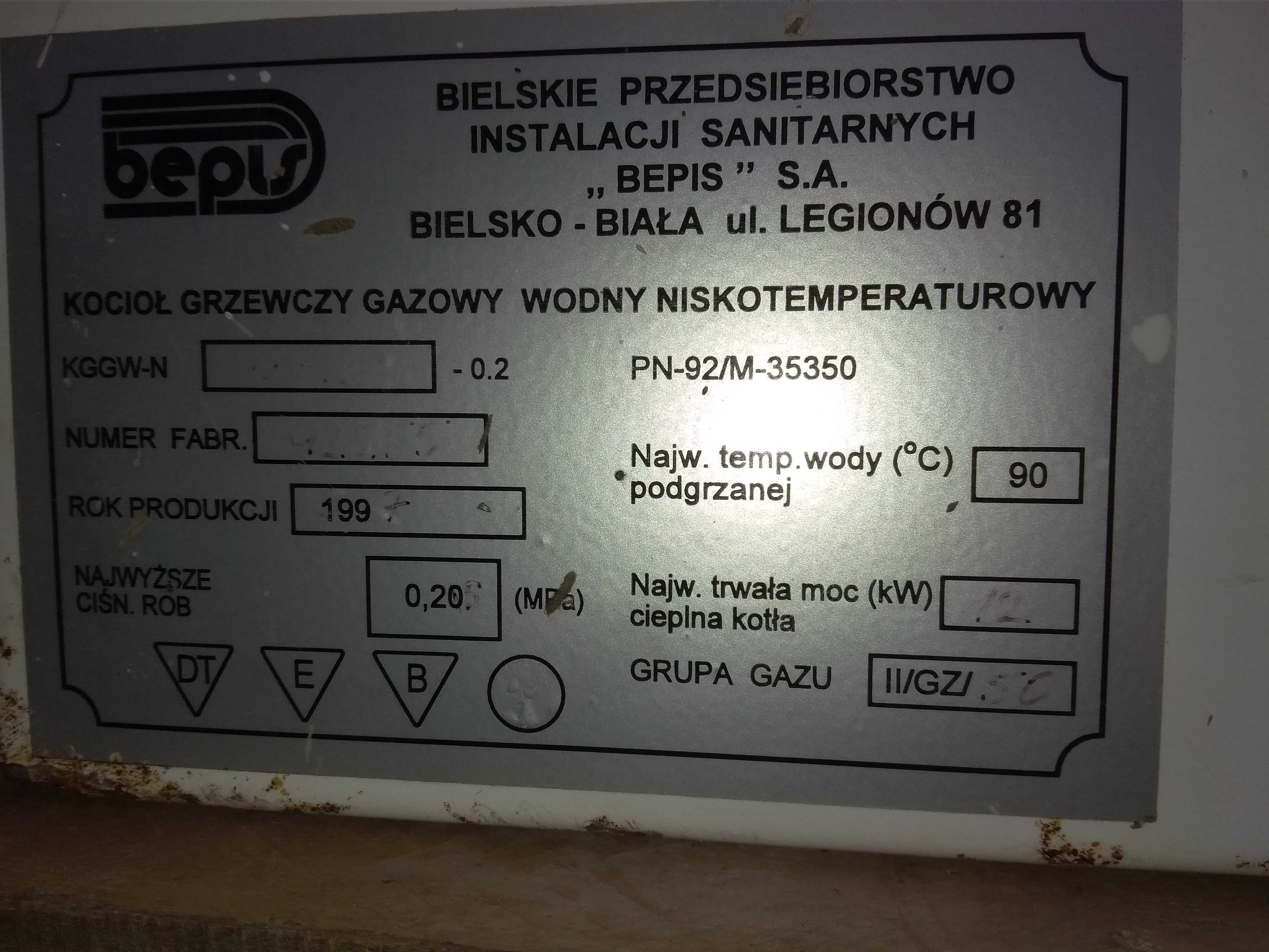 Piec kociół gazowy niskotemperaturowy BEPIS-C o mocy 12 kW