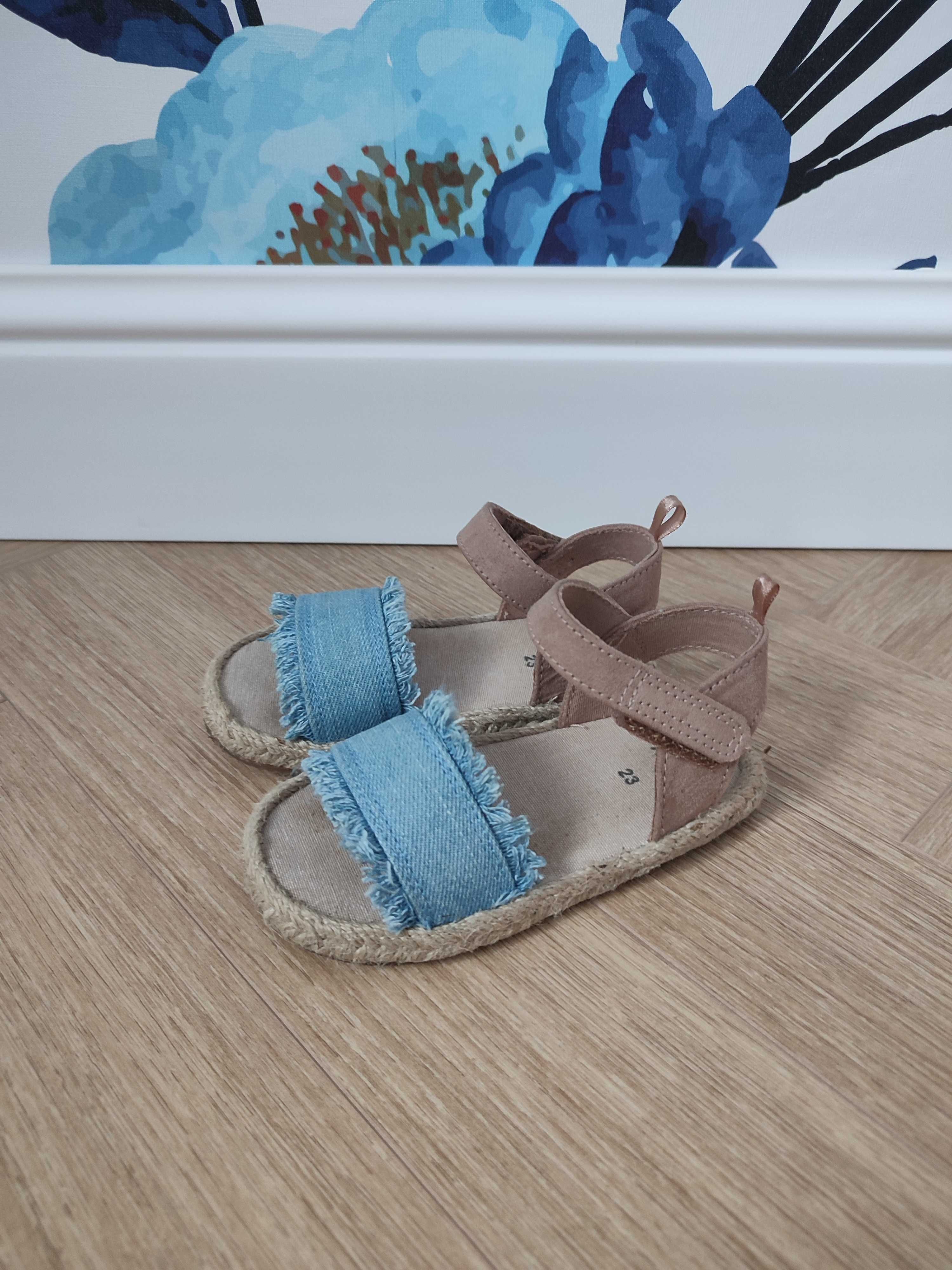 Sandały dziewczęce, z jeans, H&M, rozmiar 23, stan bardzo dobry.