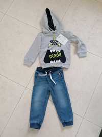 Spodnie jeansy h&m 98 i bluza 104