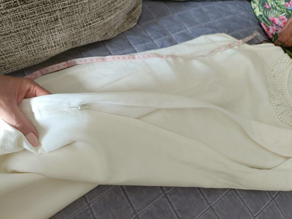 Biała sukienka r. 40 L Len