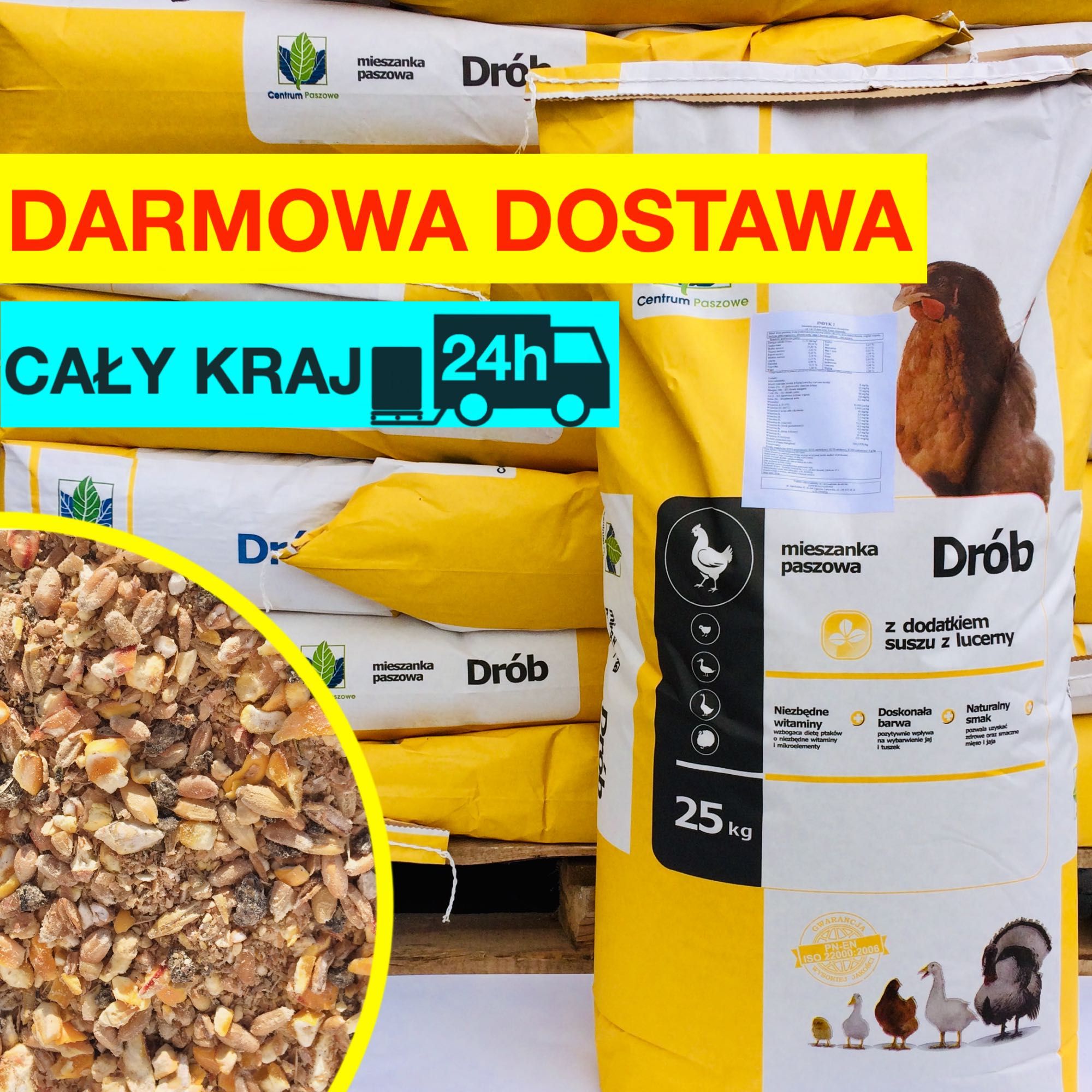 Pasza dla kur niosek SYPKA z suszem lucerny, karma kury nioski 25kg