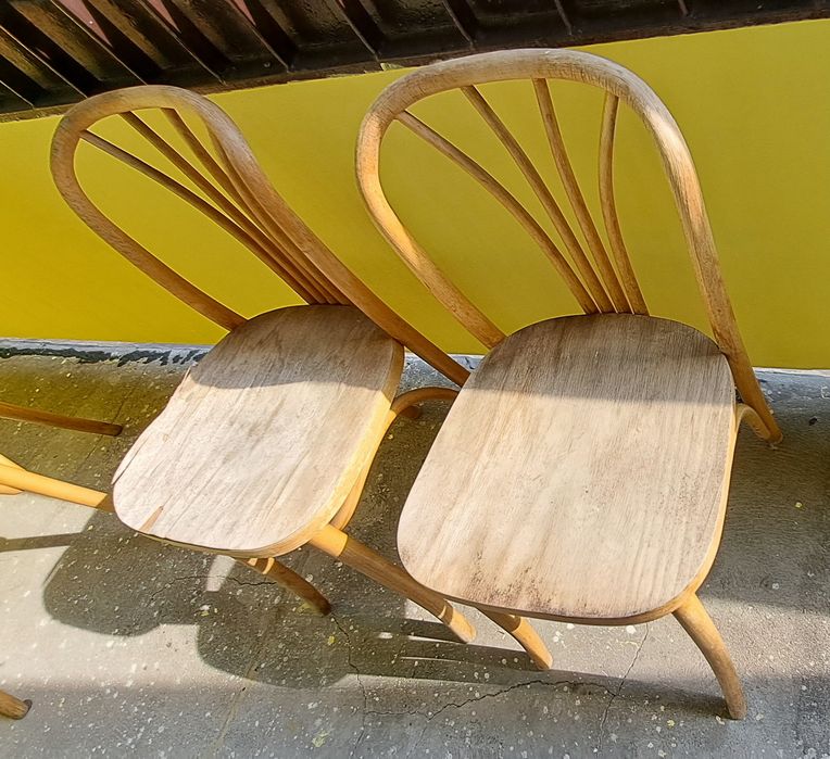 Stół retro PRL z litego drewna + 2 krzesła do renowacji