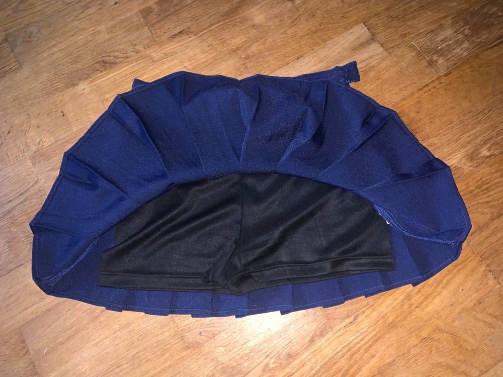 Синяя Юбка шорты в складочку плесировка теннисная юбка-шорты