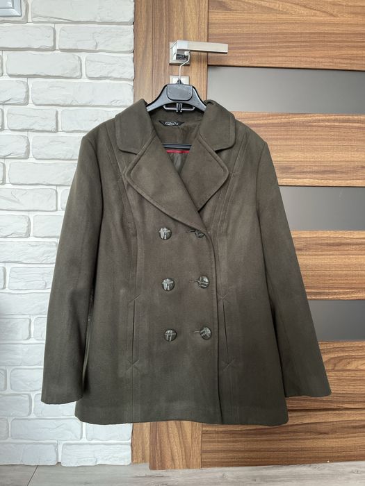 Zielony khaki płaszcz damski plus size XL 42 ciemnozielony jeisenny