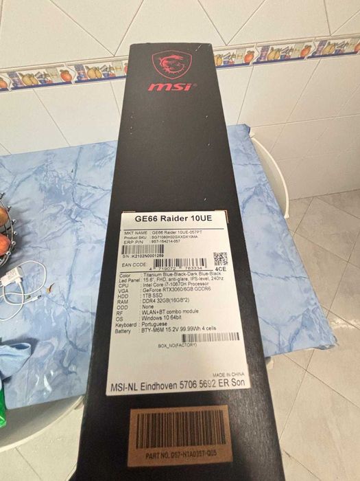 MSI GE66 Raider 10UE-057PT – i7 / RTX 3060 / 32GB / 1TB / 240Hz