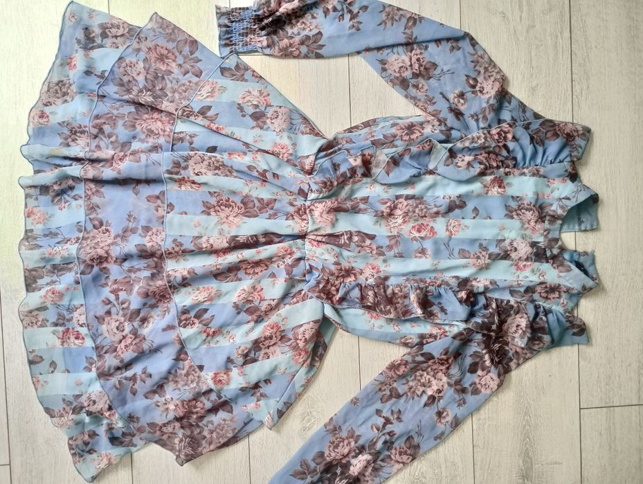 Sukienka Mohito 40 zwiewna odcienie niebieskiego kwiaty jak nowa