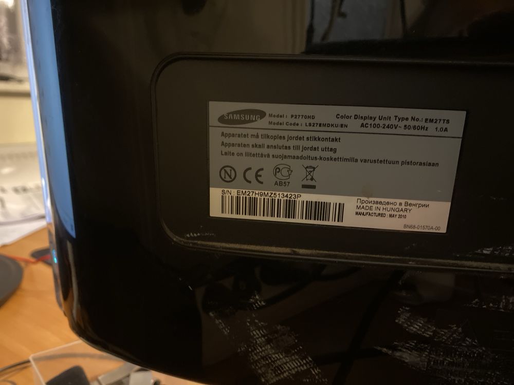 Monitor 27" Samsung  SyncMaster P2770HD Full HD