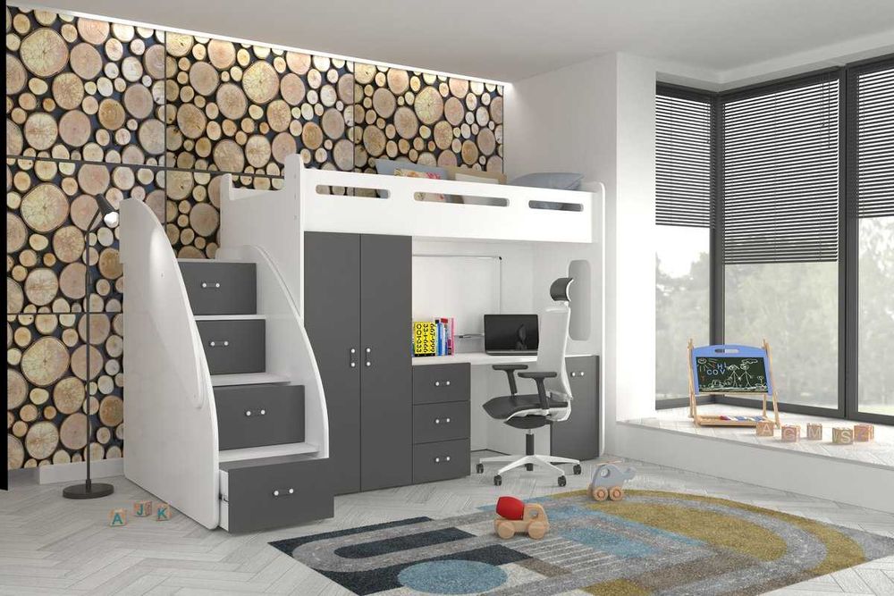 Łóżko piętrowe 200x80 materac + biurko ZUZIA PLUS