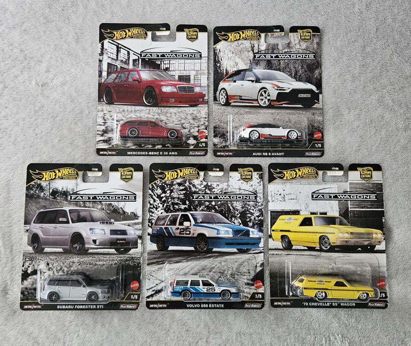 Hot Wheels Fast Wagons Audi RS6 Mercedes E36 AMG pełen set idealny!