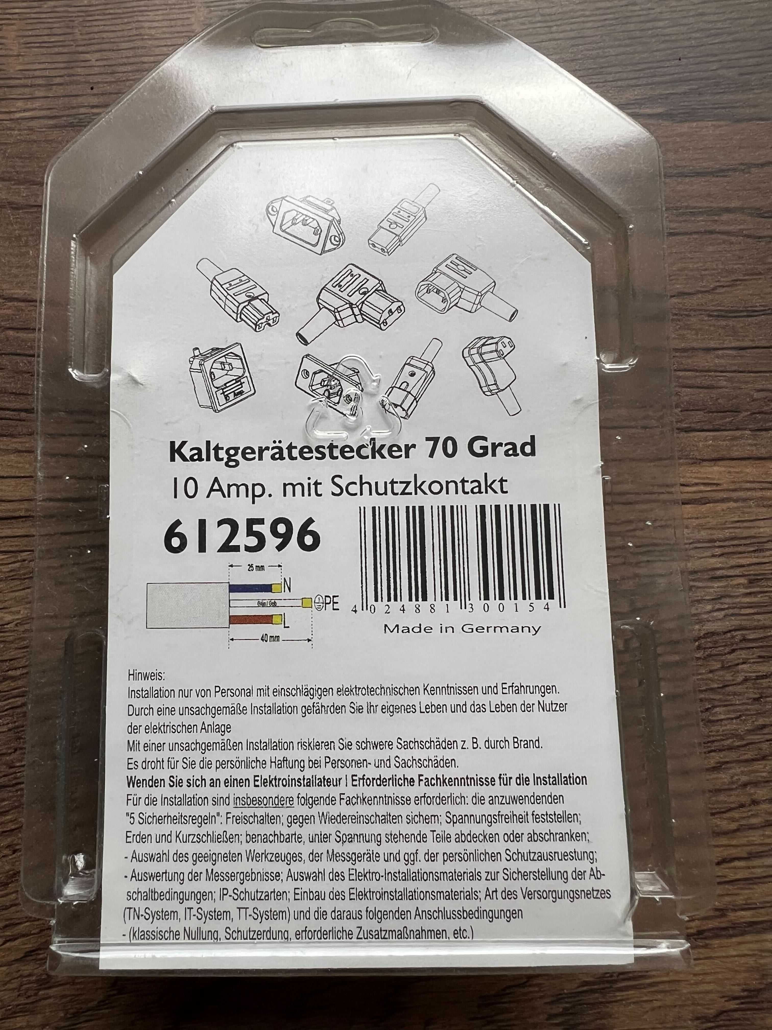 Kaiser złącze (m)proste IEC C14 749/sw 10A 250V