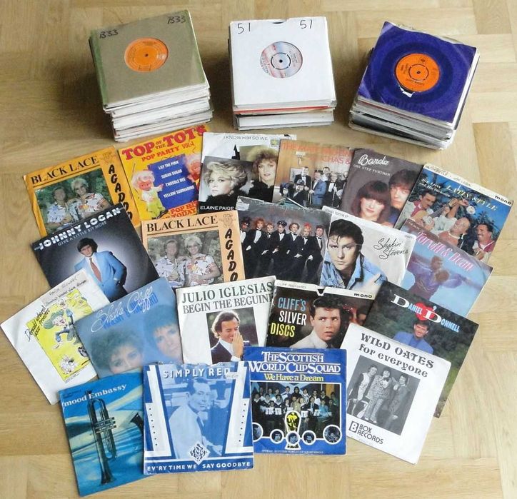 Zestaw płyt winylowych 7" (małe single) POP ponad 135 szt wydania UK