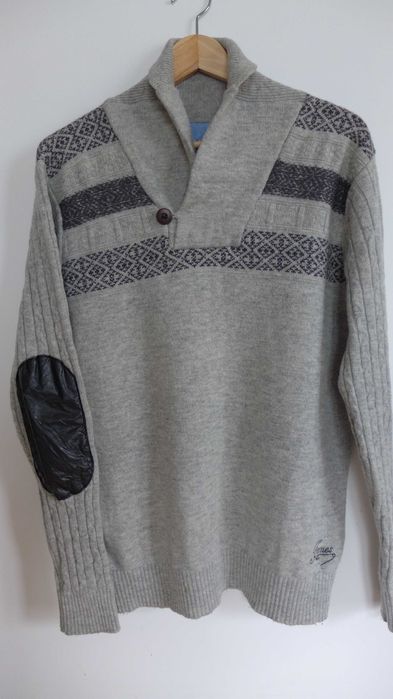 JACK&JONES Wełniany sweter męski modny szary zamiast bluzy L / M WEŁNA