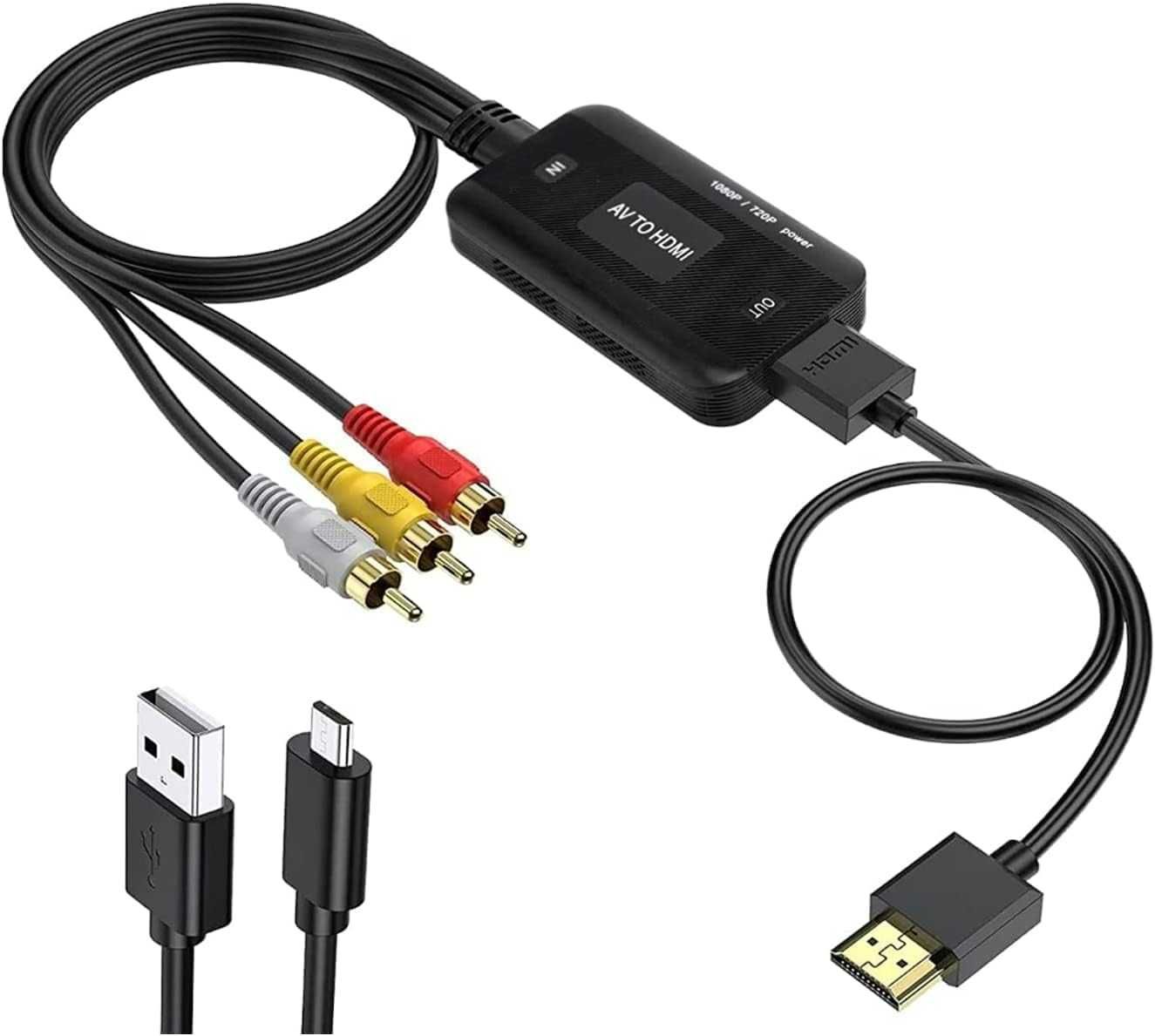 HDMI, adapter HDMI, składający się z adaptera RCA HDMI z HDMI i kablem