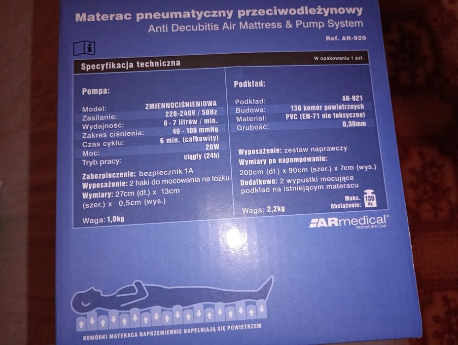 Materac przeciwodleżynowy i mata przeciwodleżynowa