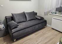 Duża rozkładana szara Sofa 3osobowa welur nowa 160x200
