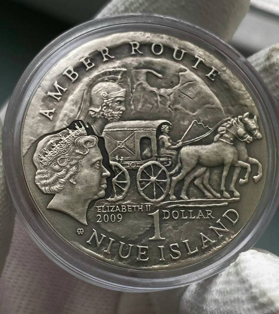 1 $ Ніуе Бурштиновий шлях ! Ельблонг. СРІБЛО + ЯНТАР! 2009 рік.