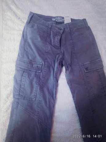 Штани джинсові кольору хакі