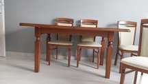 Stół drewnianych 160x90 po rozłożeniu 219x90+6 krzeseł