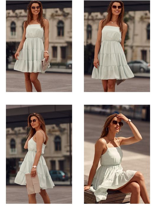 Sukienka na ramiączkach miętowa z metką r. S M uniwersalna