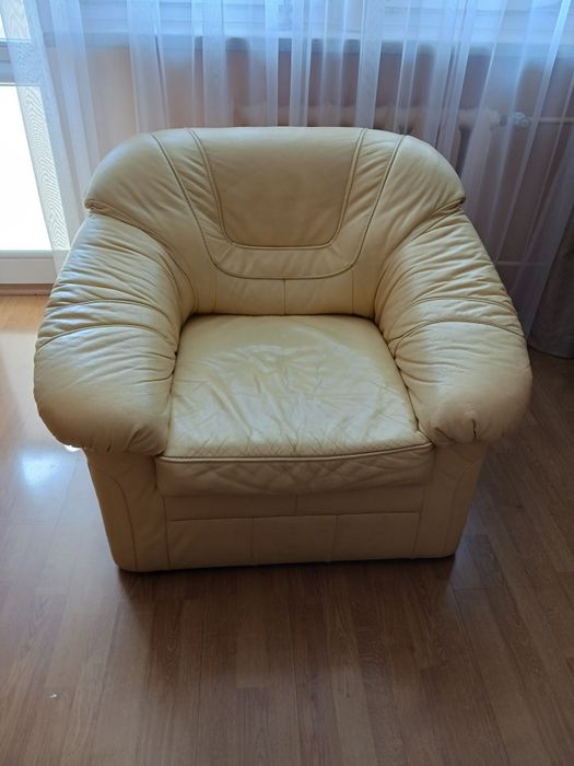 Fotel skórzany żółty