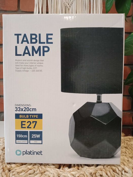 Platinet lampka stołowa, nocna, kubik, geometryczny wzór, designerska