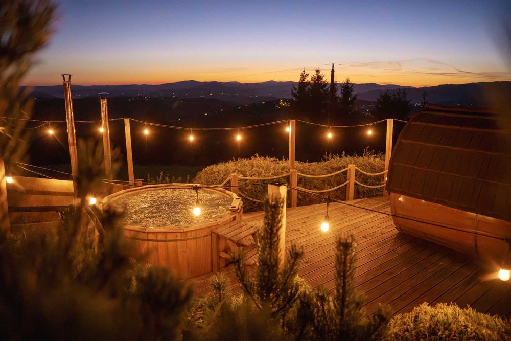 Domek w górach Ferie w górach Sauna Balia Jacuzzi Ognisko Bawialnia