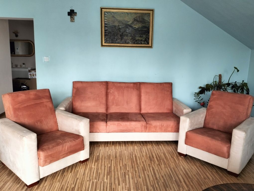 Zestaw mebli sofa rozkładana+ 2 fotele