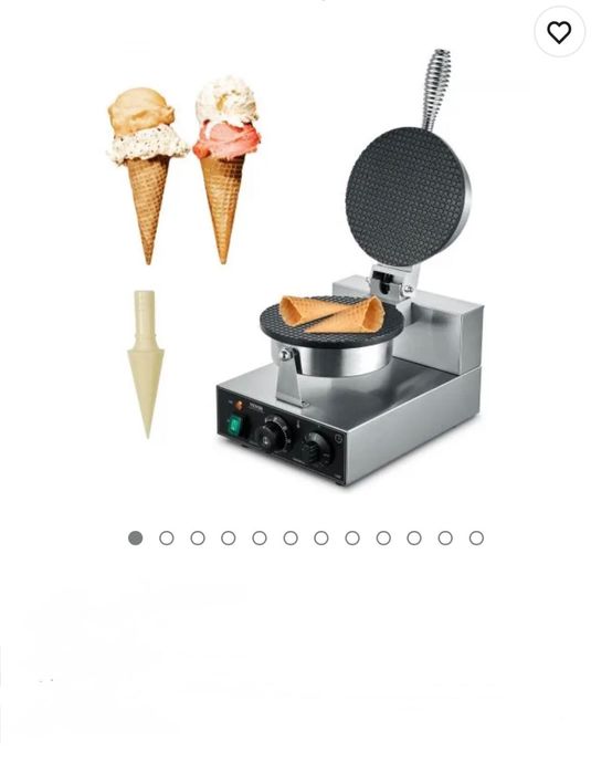 Elektryczna maszyna do lodów w rożkach , rurki z bitą śmietana