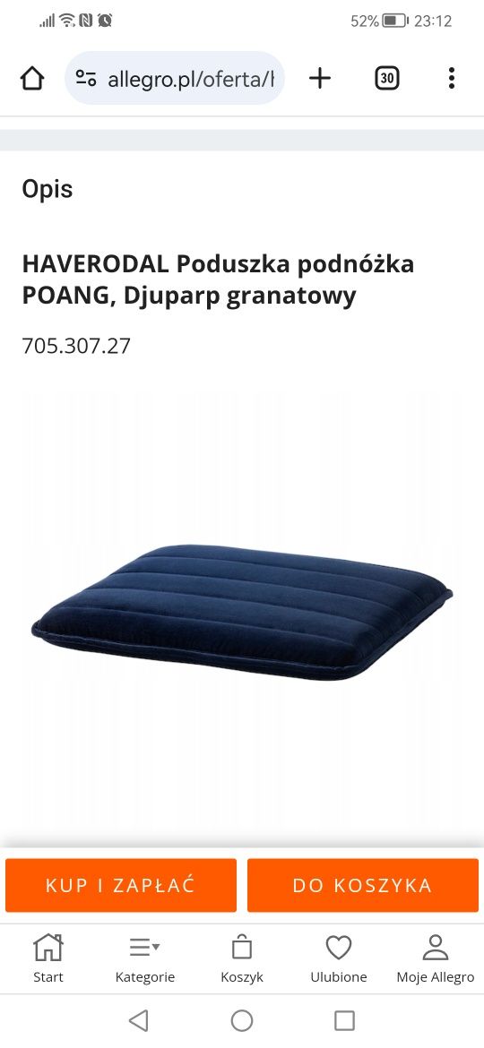 Haverodal poducha podnóżka IKEA granatowa nowa