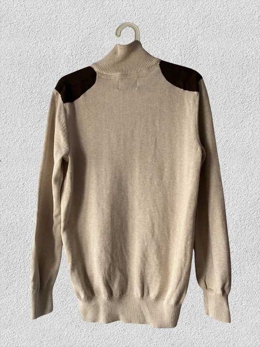 Beżowy sweter z golfem łaty na ramionach Reserved M/38