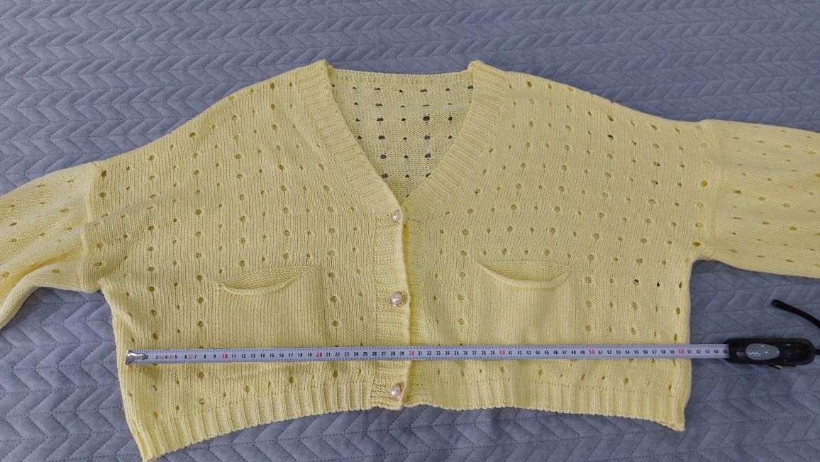 Żółty ażurowy sweterek  roz uniwersalny