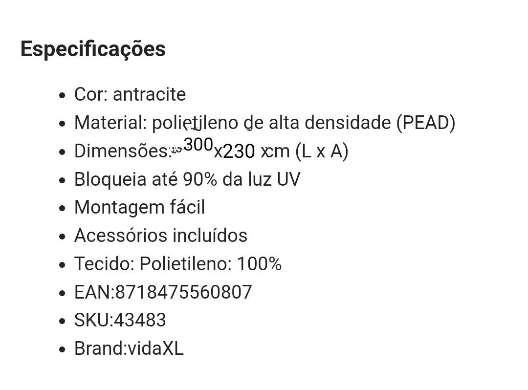 Persianas nova  de exterior 300*230 em cinzento