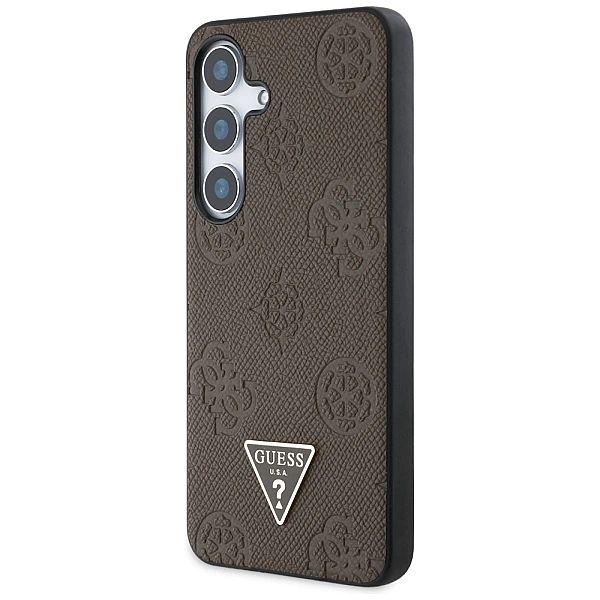 Etui Guess Grained Hot Stamp Peony Pattern Triangle Logo MagSafe na Sa
