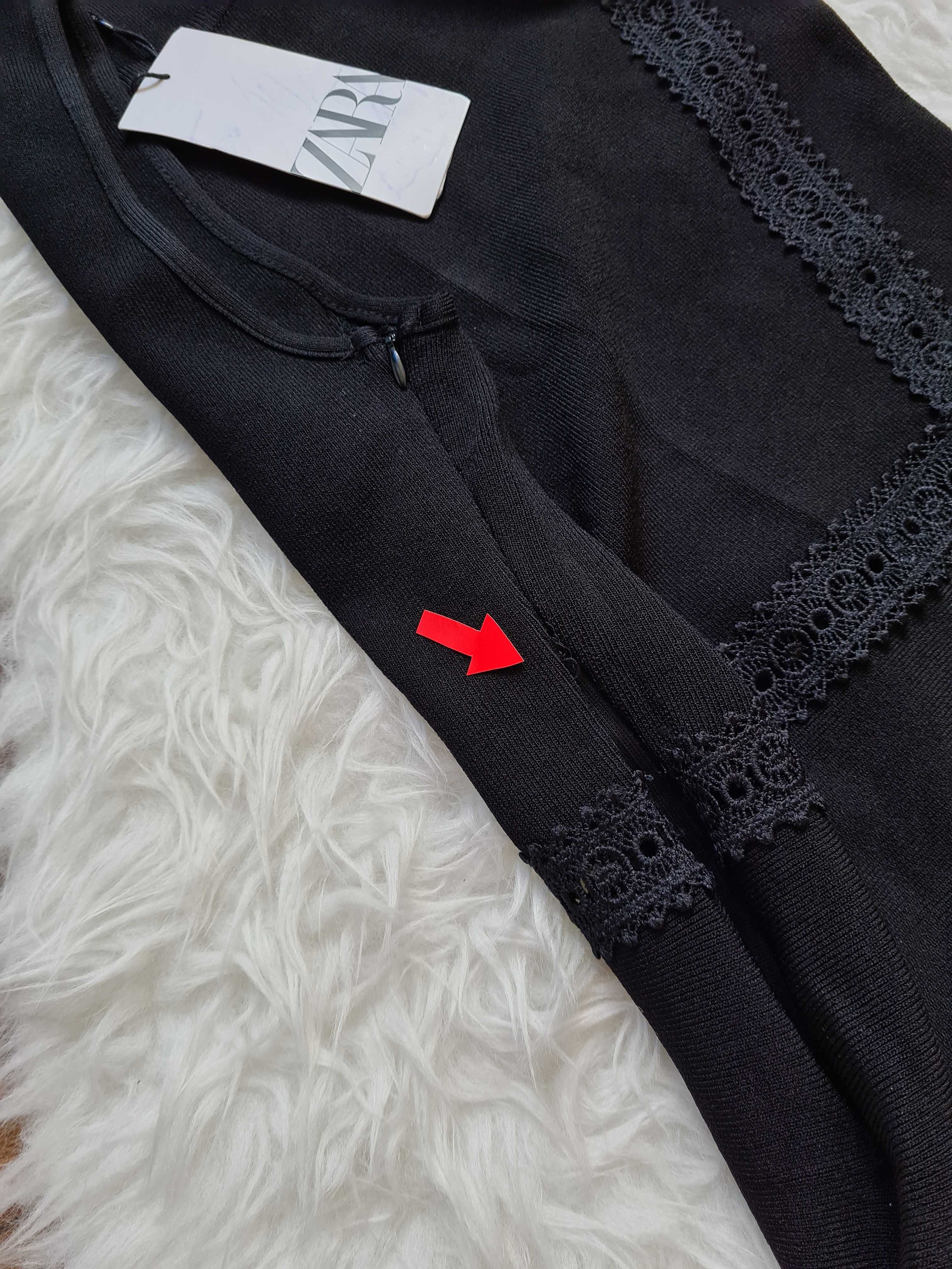 XA194 sukienka rozkloszowana z ozdobnym haftem M zara mała czarna