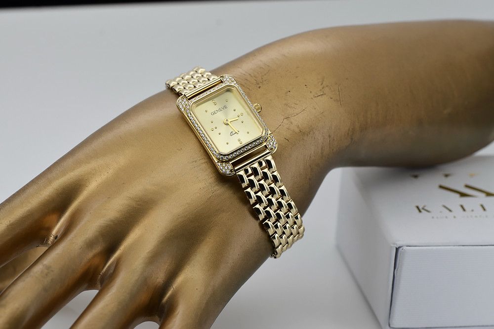 Złoty zegarek z bransoletą damską 14k Geneve lw054ydg&lbw004y Poznań
