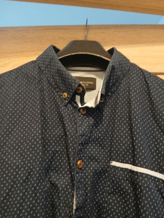 Męska granatowa elegancka koszula w łezki carry xxl stan idealny